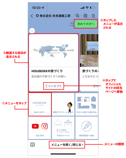 メニューから知りたい情報を見る